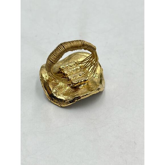 Womens‎ Wavey Cocktail Pave Rhinestone Wire Wrapped Ring Round Setting Sz 8 - Picture 5 of 8